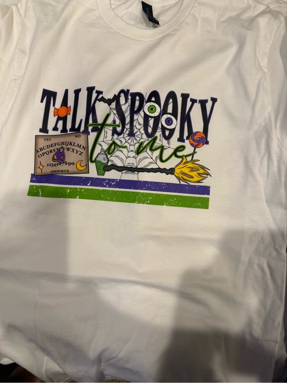 Talk Spooky Time White Graphic T-Shirt